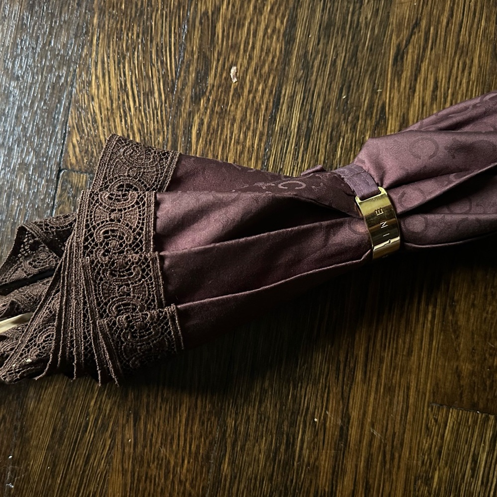Celine Brown Triomphe Umbrella Vintage Lace Macadam - Picture 3 of 9